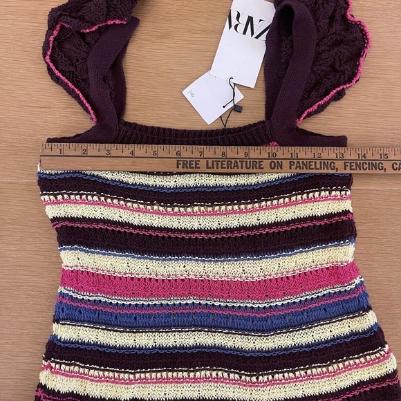 Women's Zara Special Edition Size S Crochet Knit Striped Maxi Dress NWT New - Picture 8 of 10